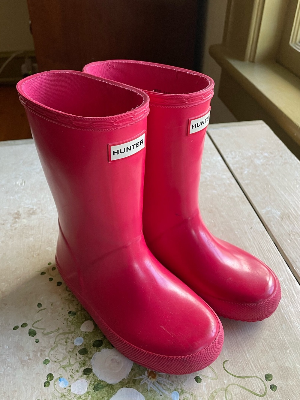 Little girls pink Hunter Rain Boots